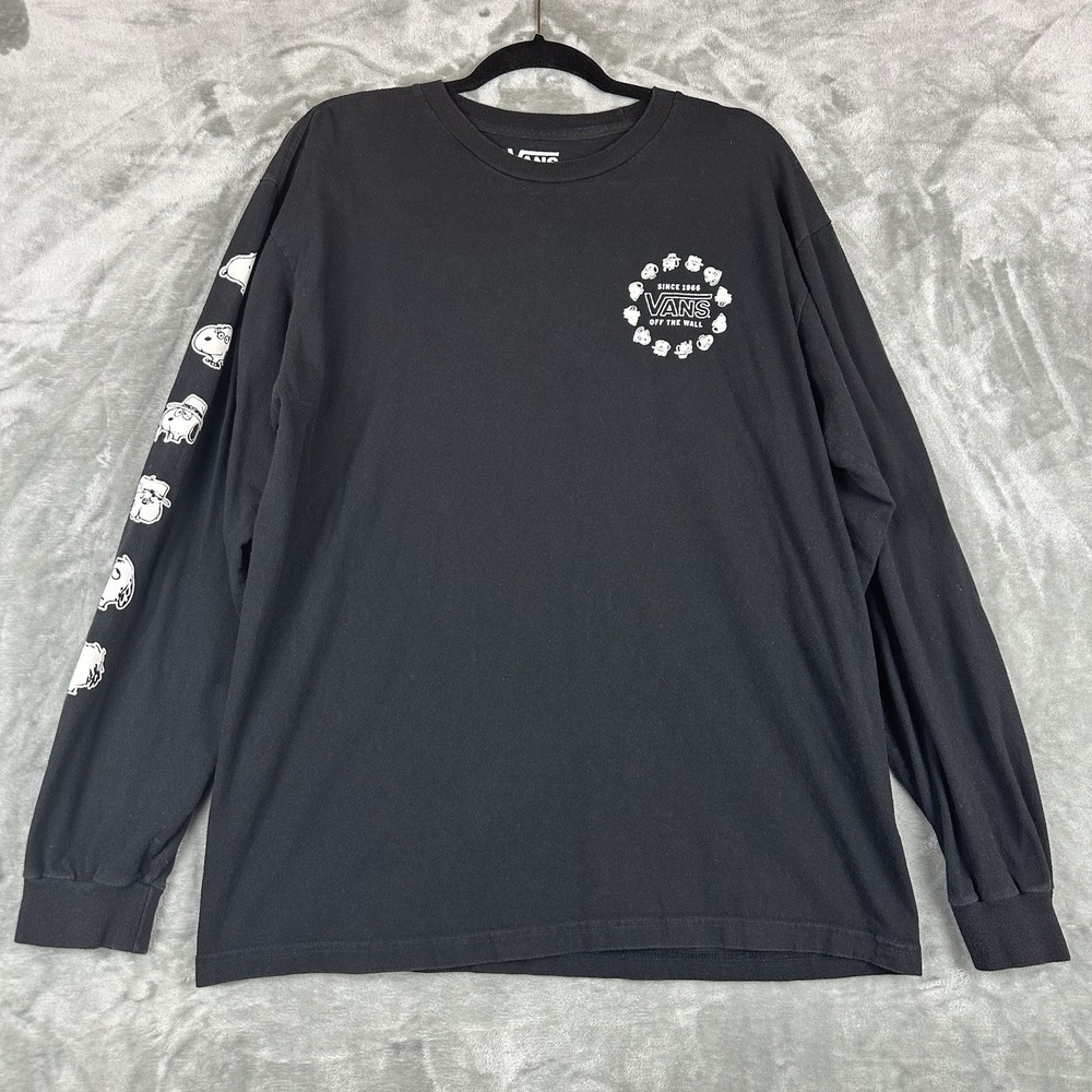 Vans x Peanuts T-Shirt Men's L Black Long Sleeve Cotton Snoopy Snoopy's Brothers